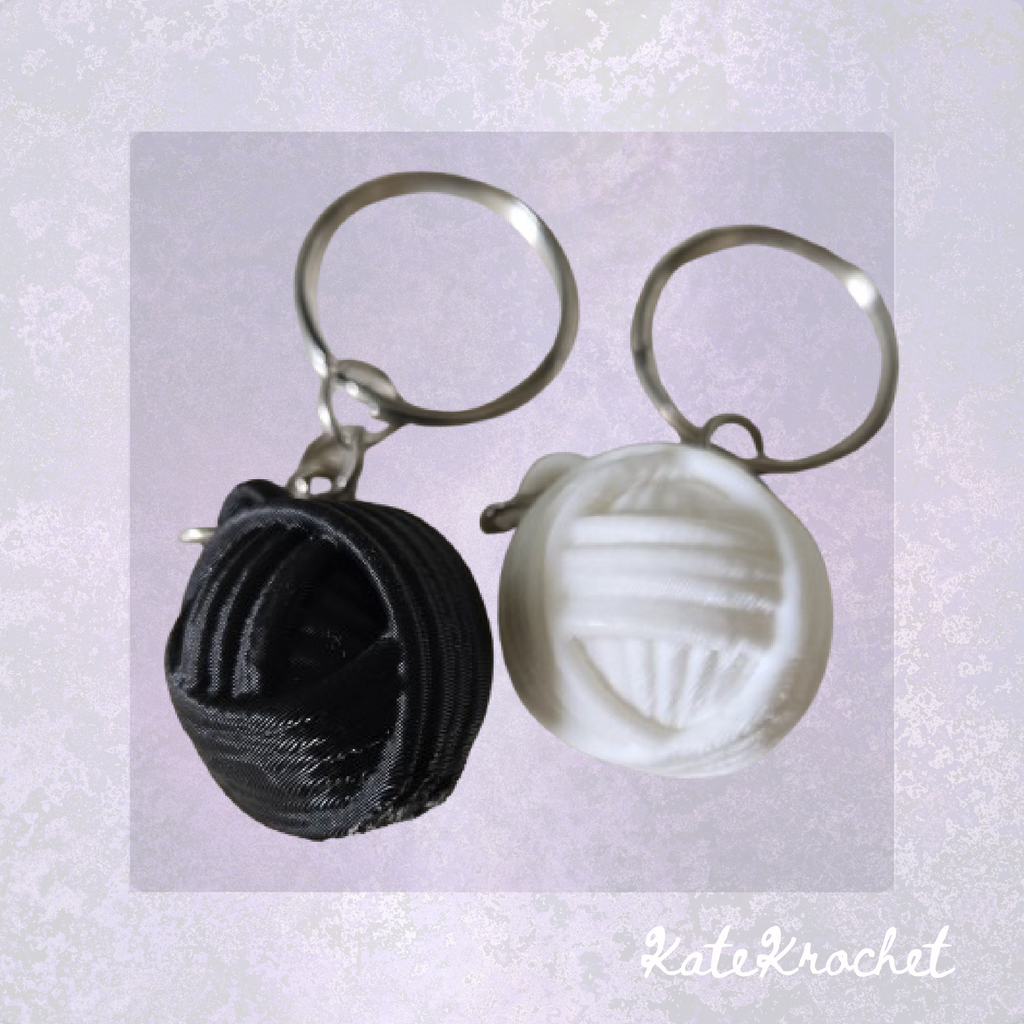 3D Printed Yarn Ball Keychain