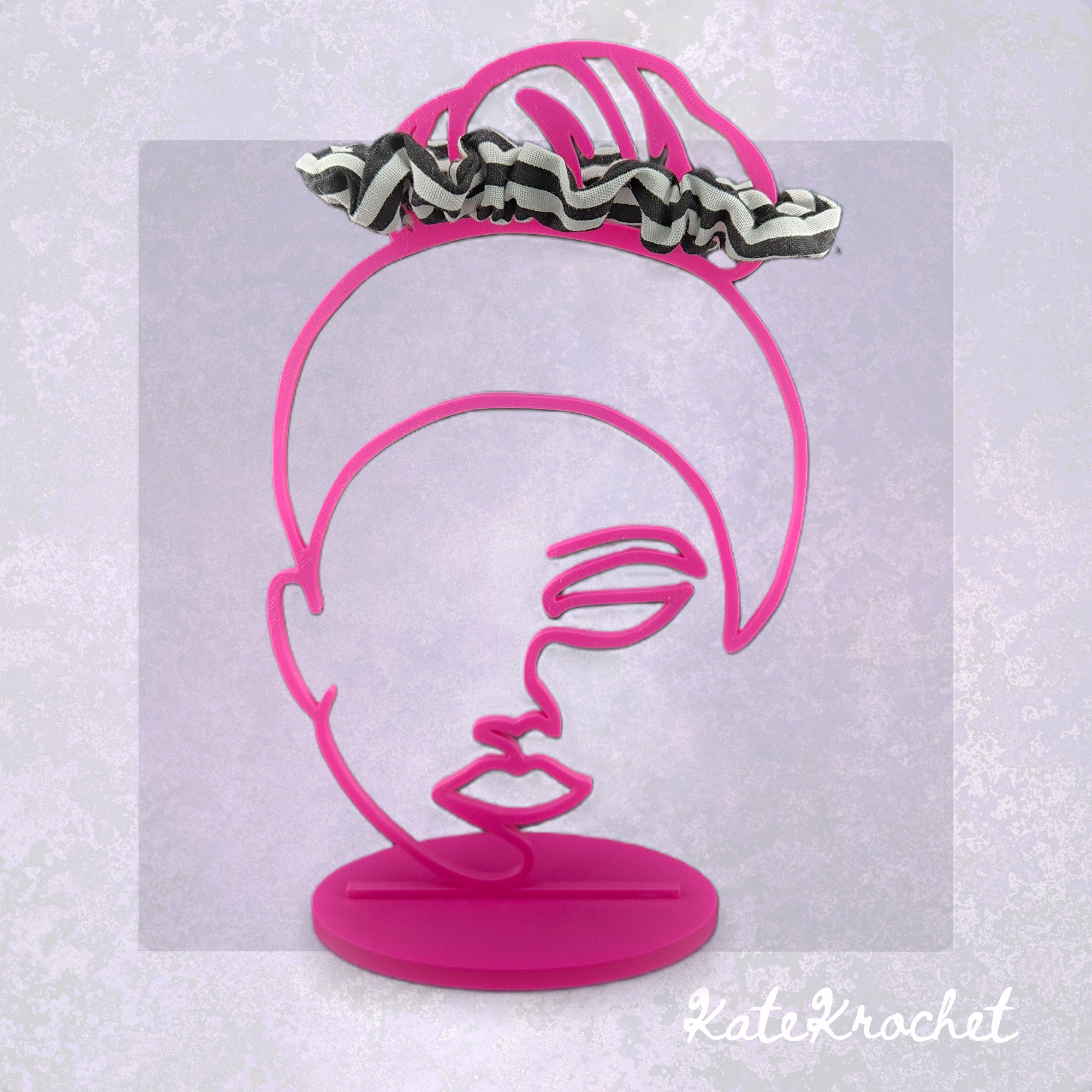 Handmade black and white striped fabric scrunchie by KateKrochet