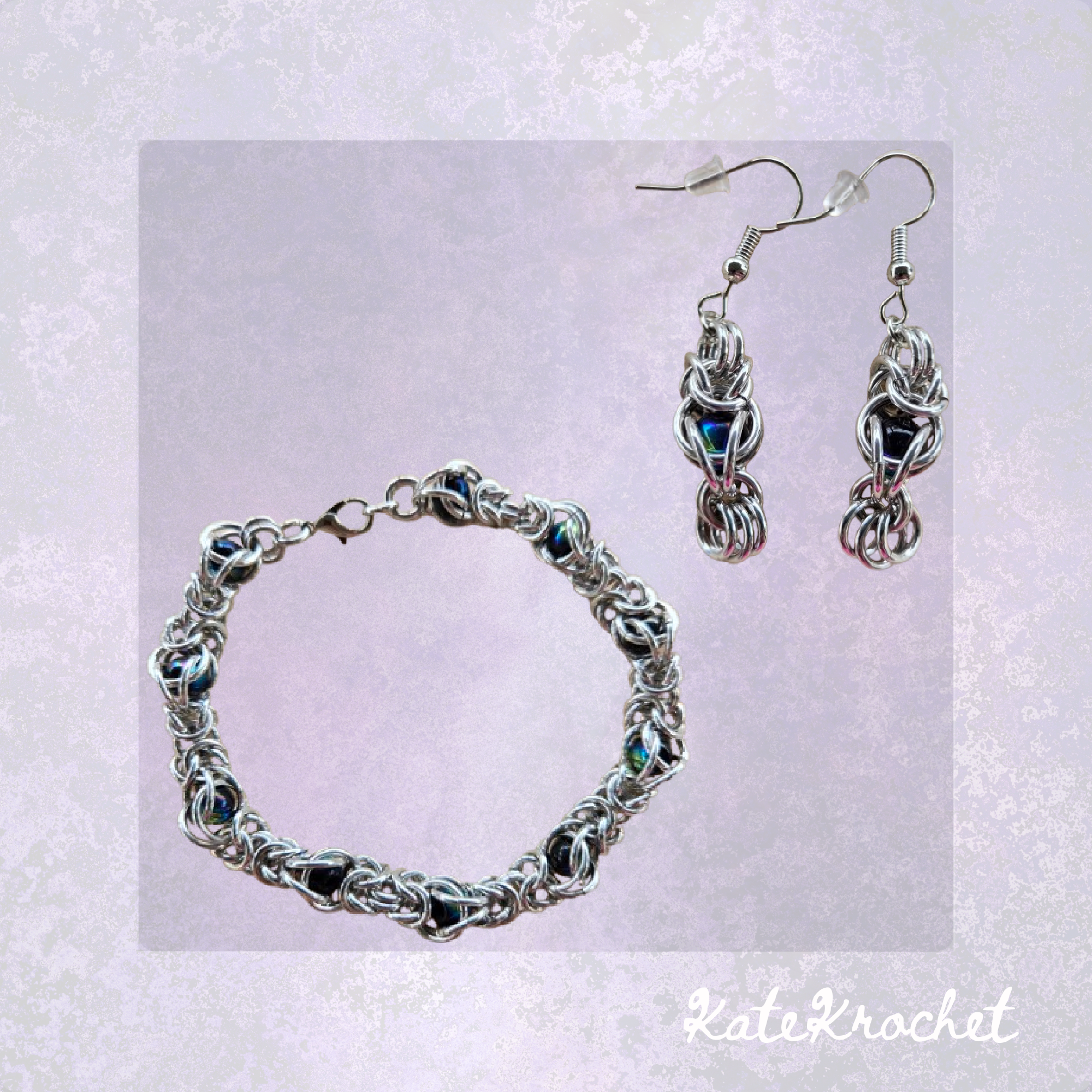 Byzantine Captive Bead Bracelet and Earrings Set