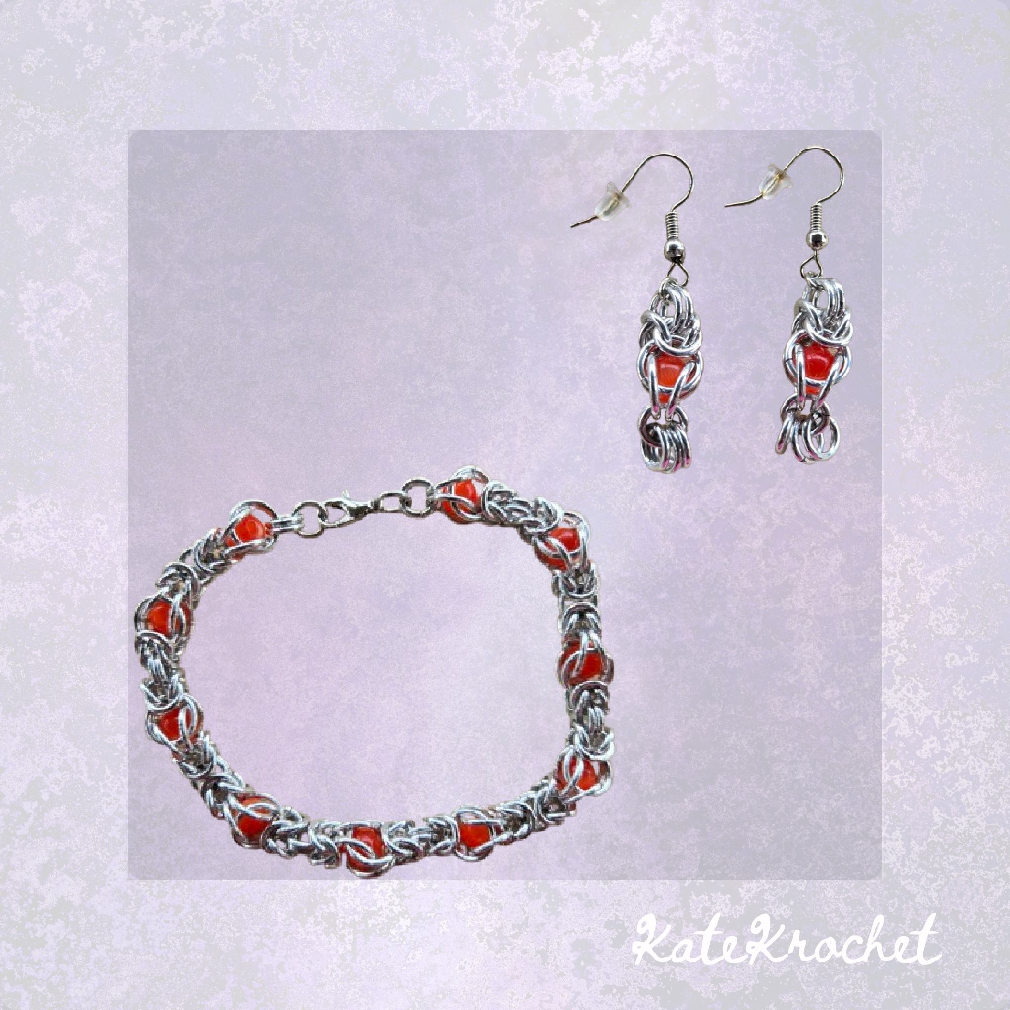 Byzantine Captive Bead Bracelet and Earrings Set