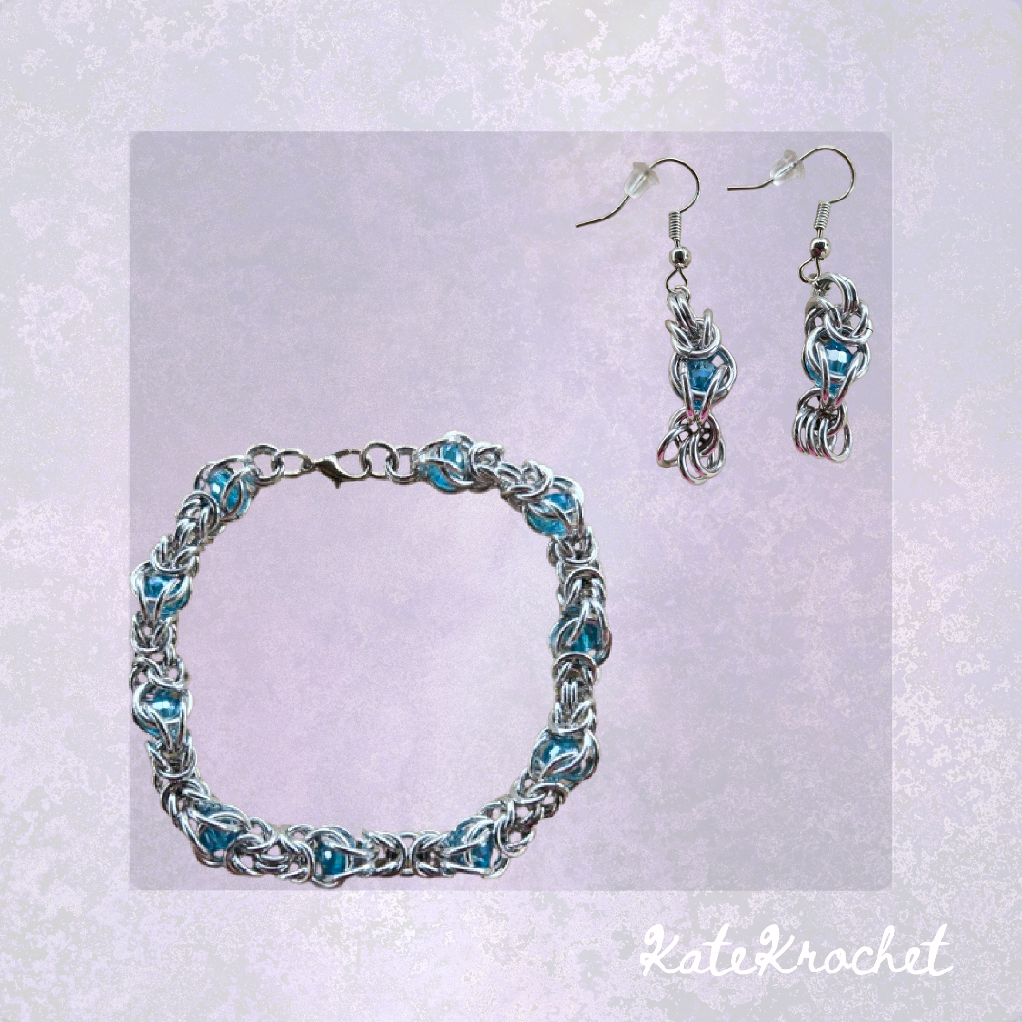 Byzantine Captive Bead Bracelet and Earrings Set