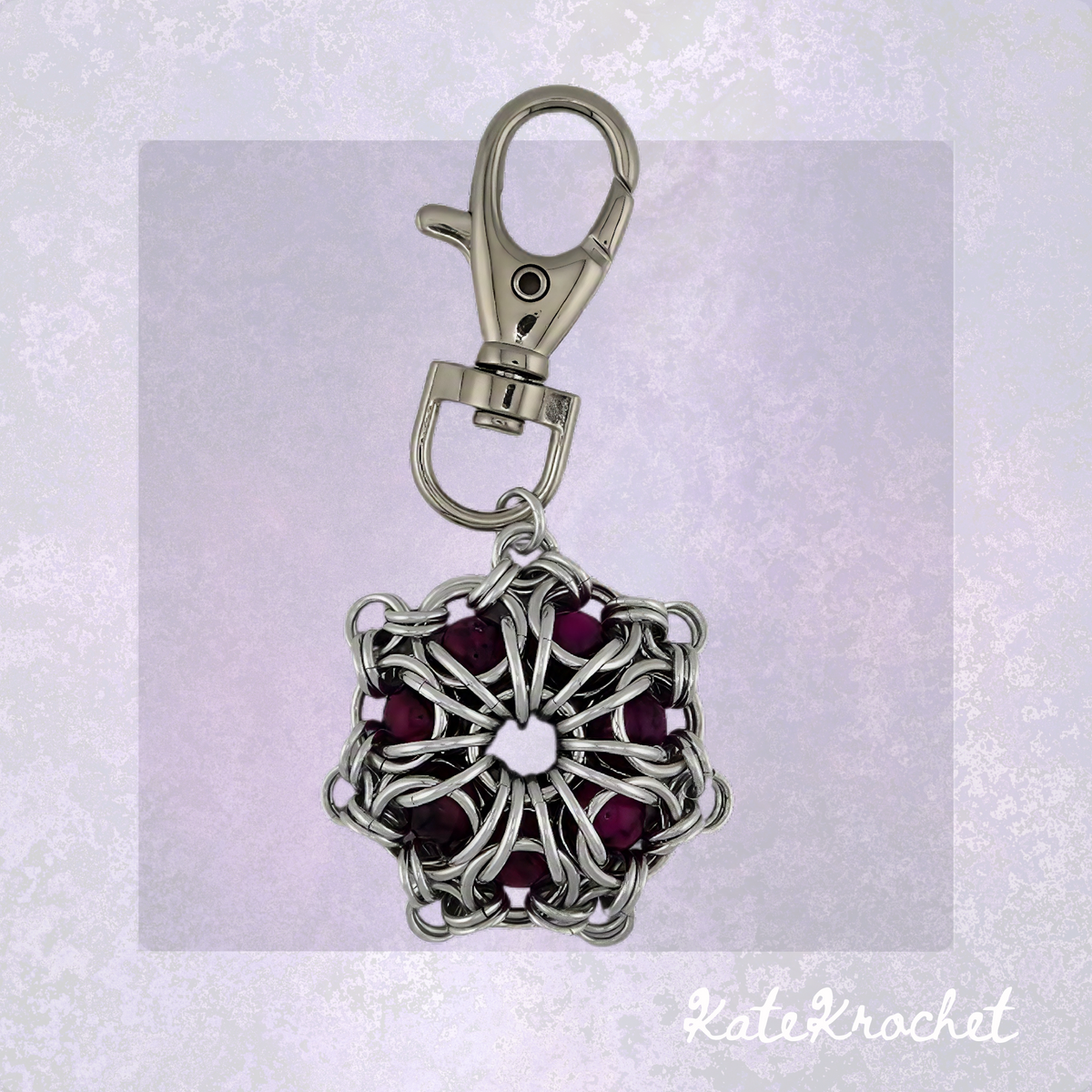 Chainmaille Captured Beads Flower Pendant Keychain