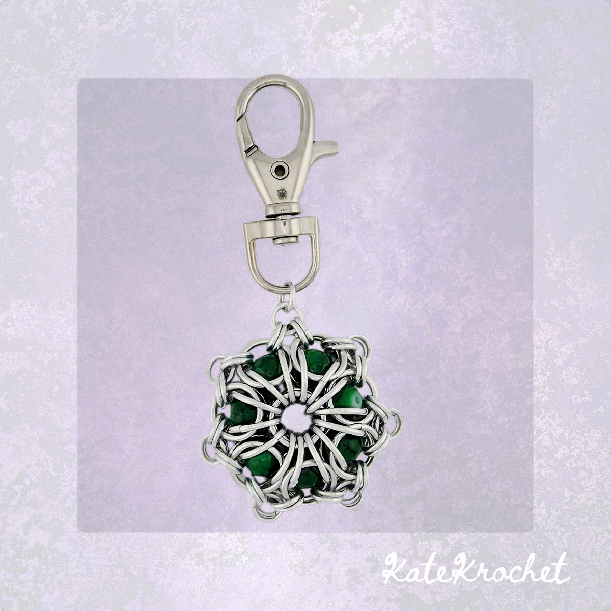 Chainmaille Captured Beads Flower Pendant Keychain