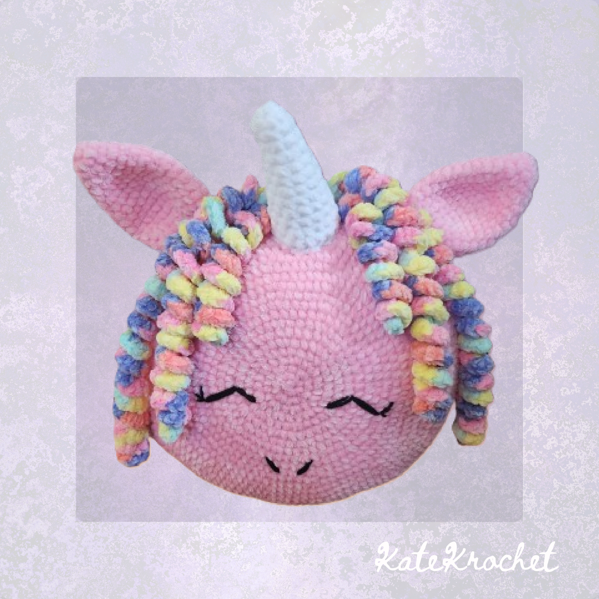 Crocheted Unicorn Pillow