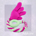 A Handmade Crocheted Giant Slappy Hand in Magenta and Bright Green Colours made by KateKrochet