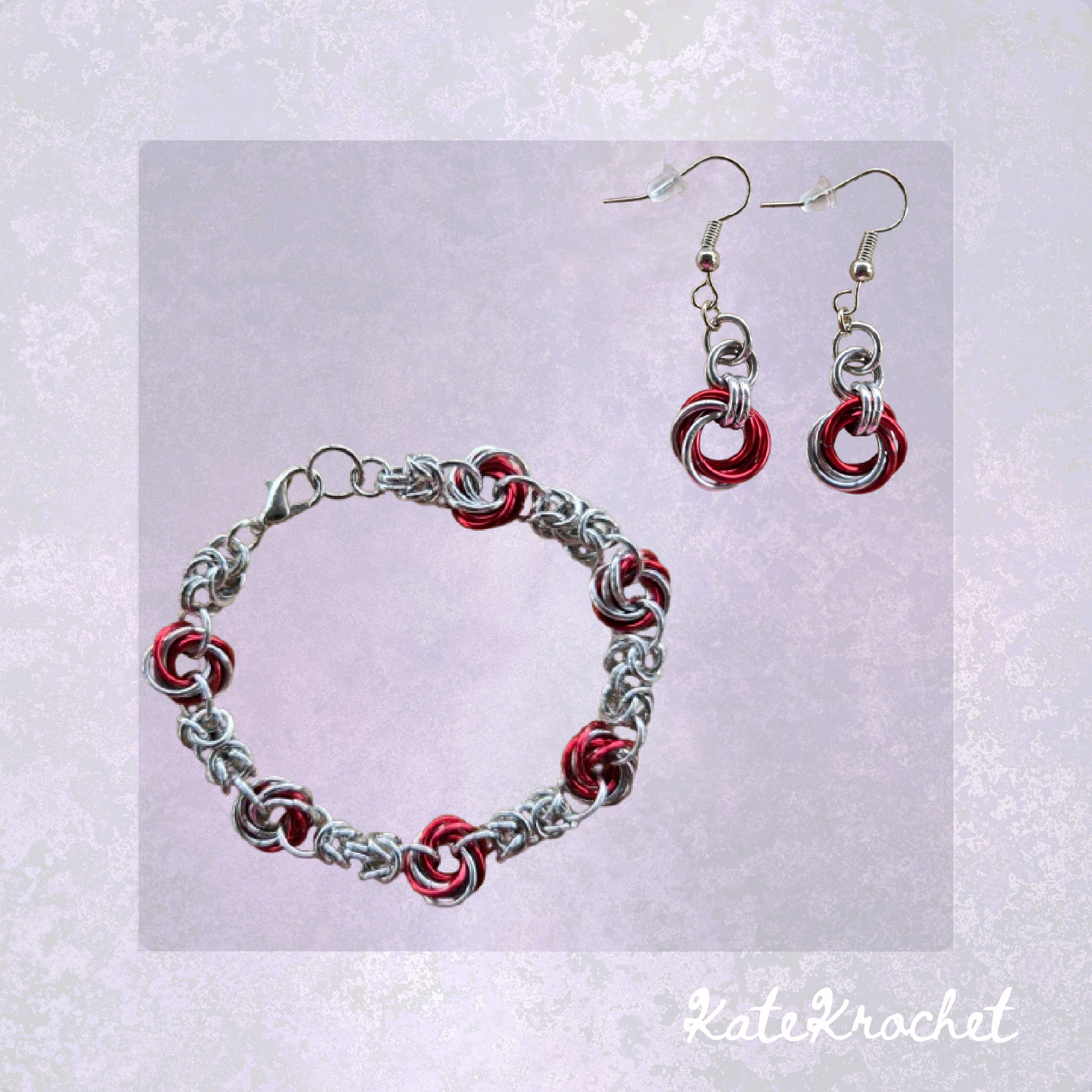 Mobius Flower Bracelet and Earrings Set