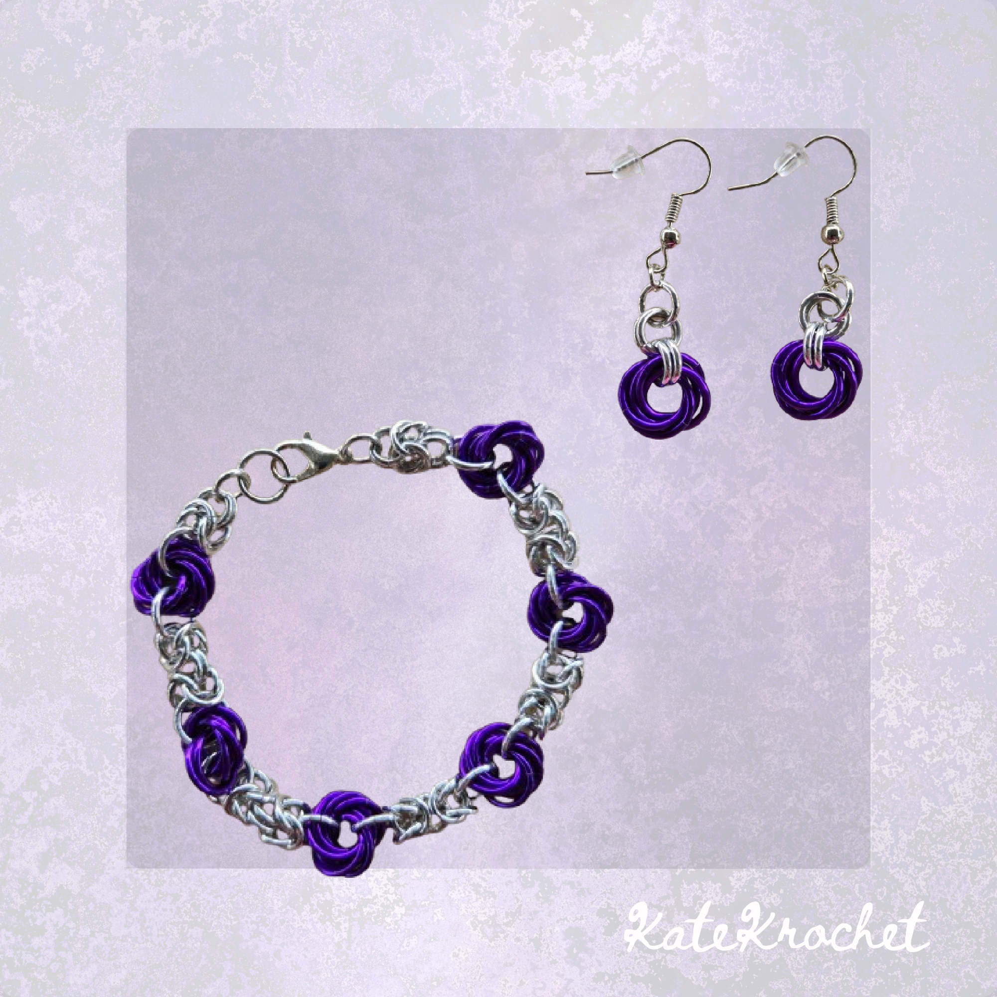 Mobius Flower Bracelet and Earrings Set