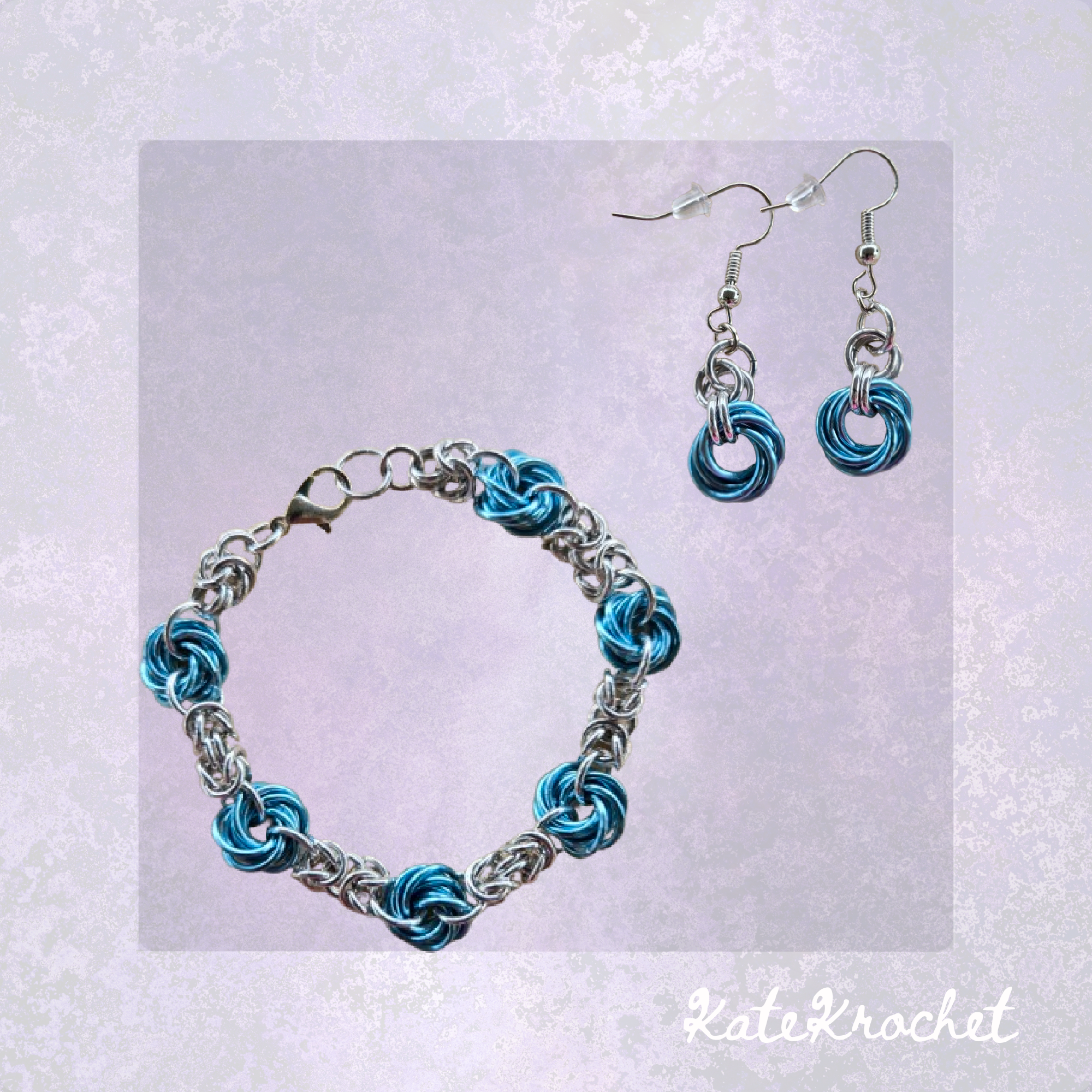 Mobius Flower Bracelet and Earrings Set