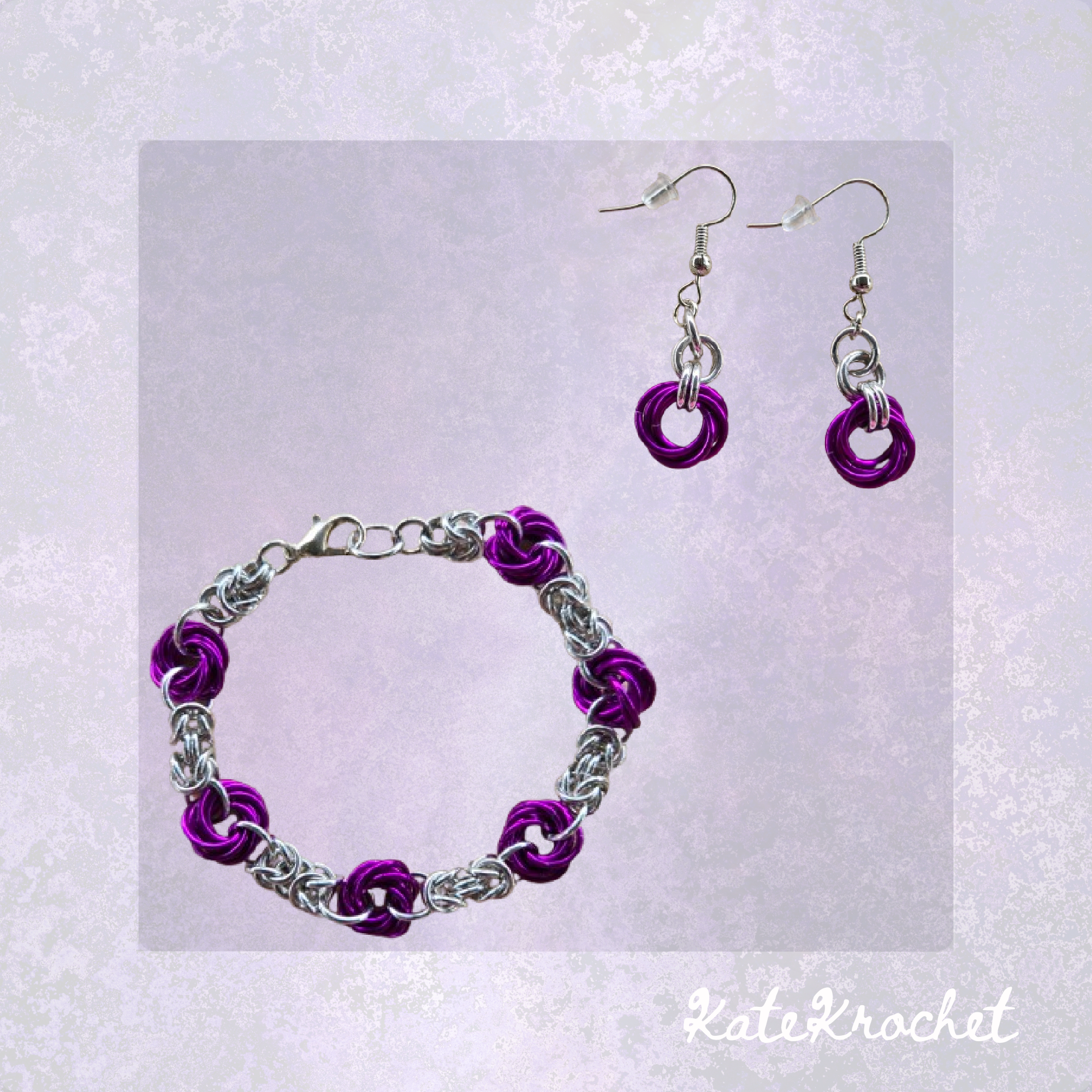 Mobius Flower Bracelet and Earrings Set