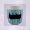 Stoneware Mug with Crocheted Moustache Cozy