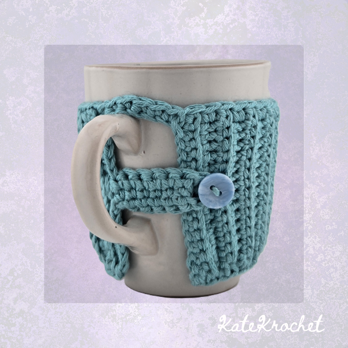 Stoneware Mug with Crocheted Moustache Cozy