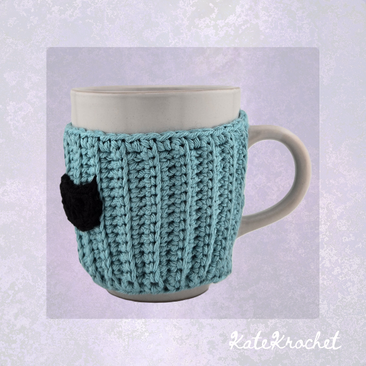 Stoneware Mug with Crocheted Moustache Cozy