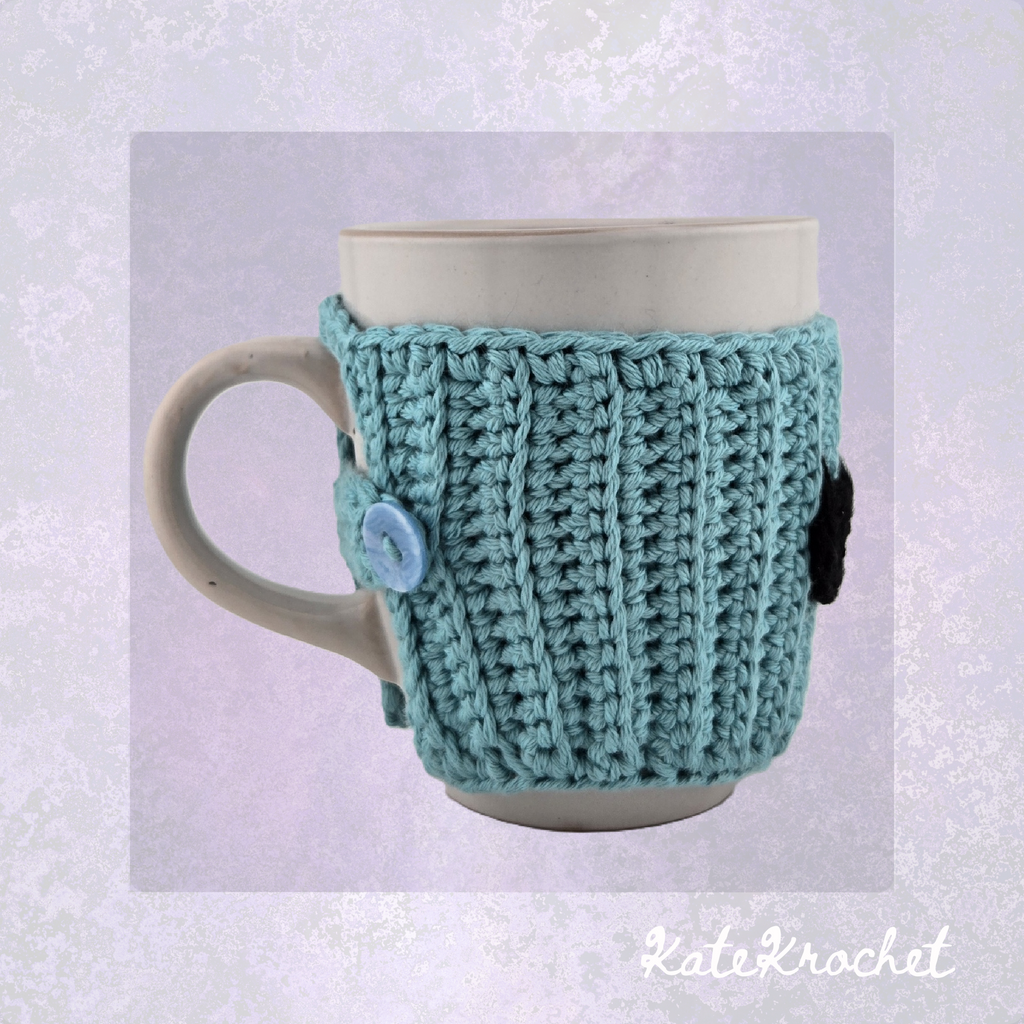 Stoneware Mug with Crocheted Moustache Cozy