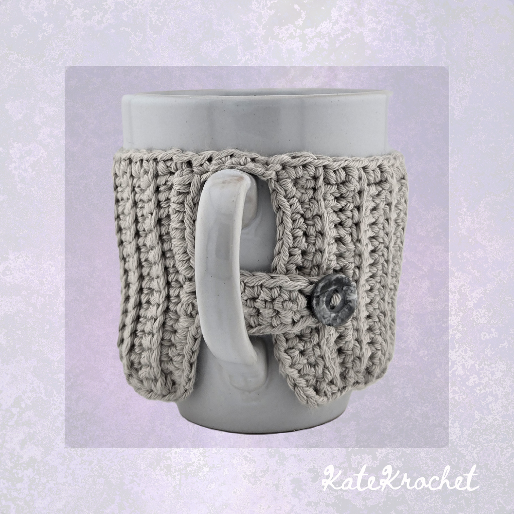 Stoneware Mug with Crocheted Moustache Cozy
