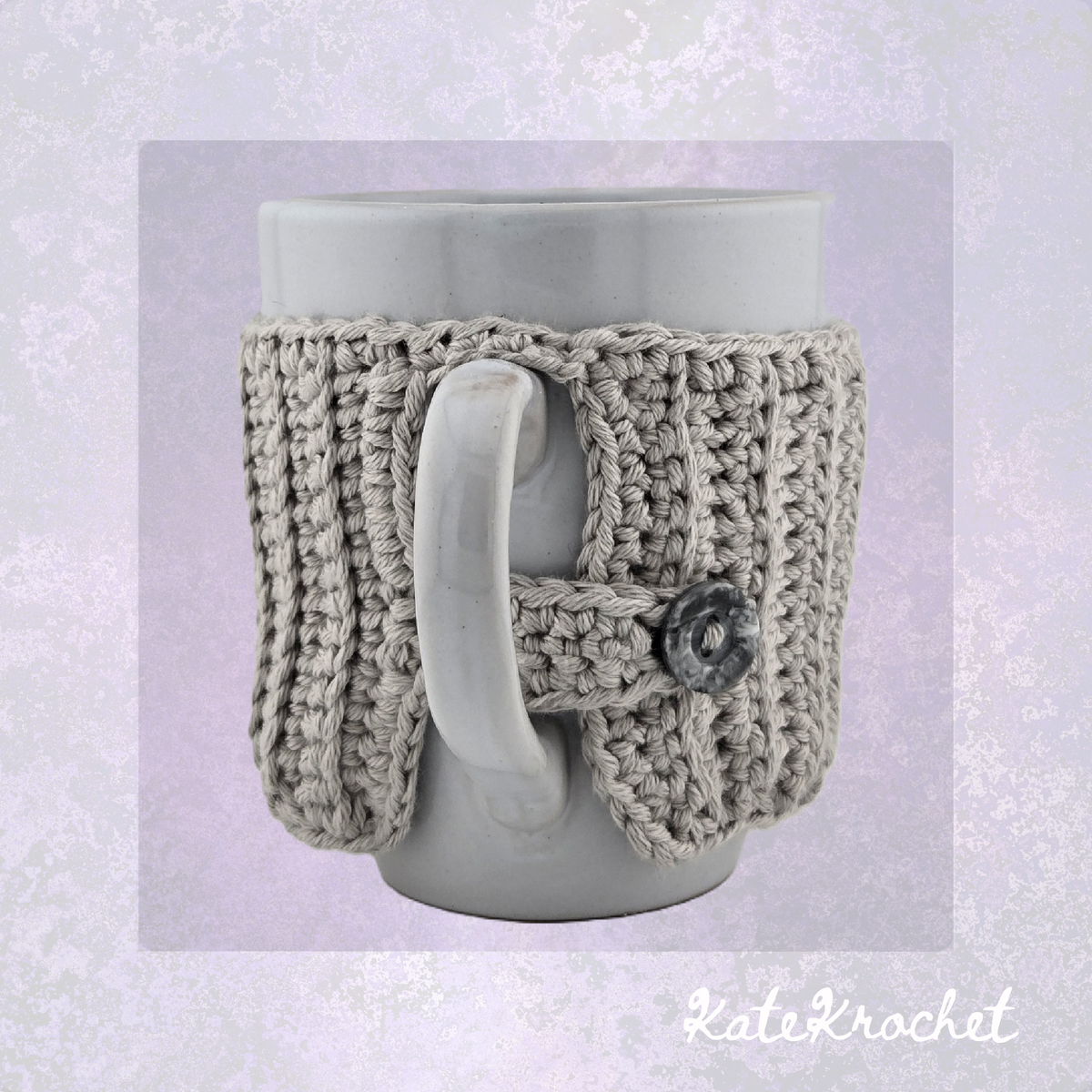 Stoneware Mug with Crocheted Moustache Cozy