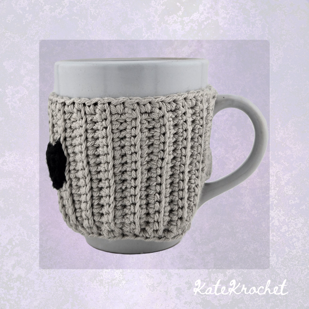 Stoneware Mug with Crocheted Moustache Cozy