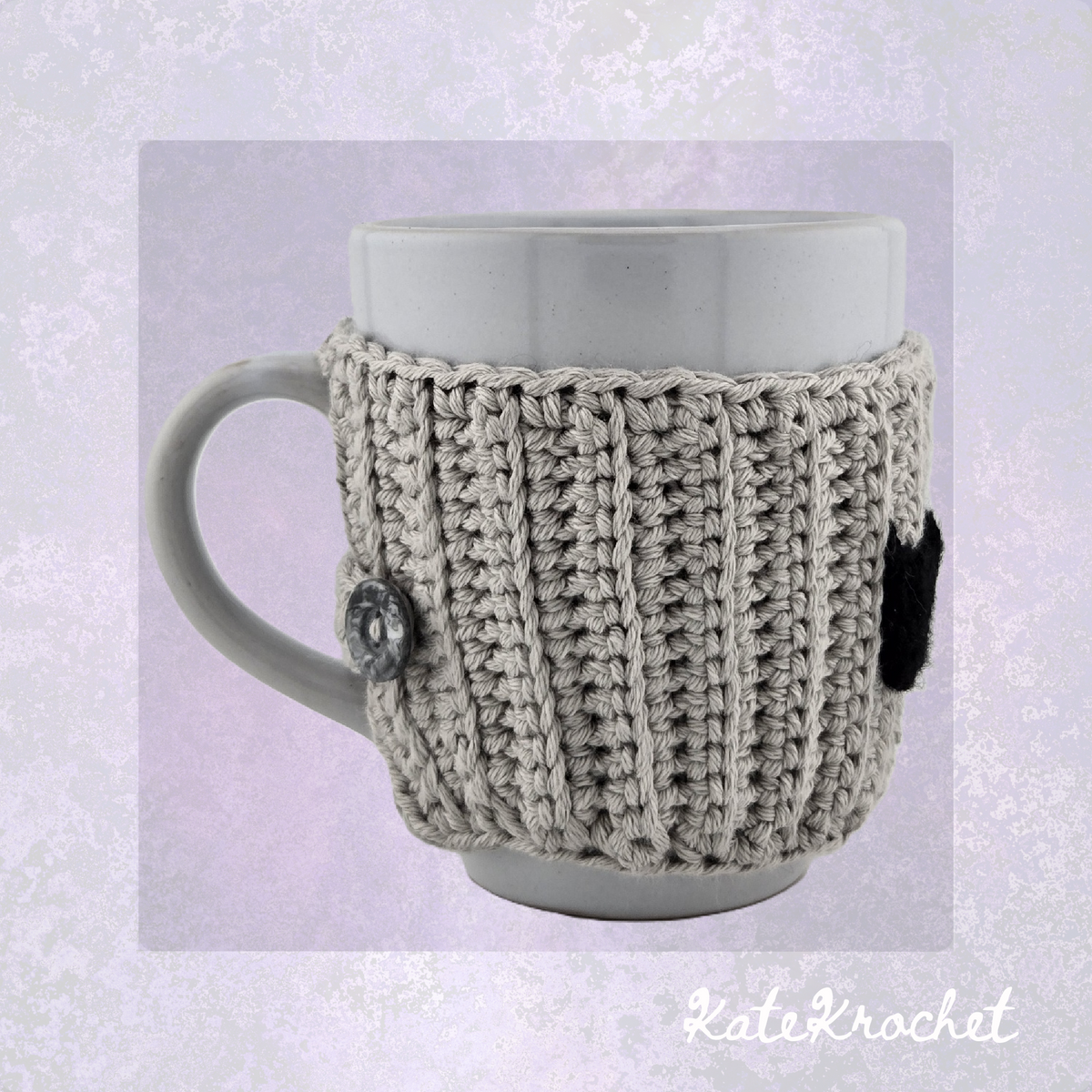 Stoneware Mug with Crocheted Moustache Cozy